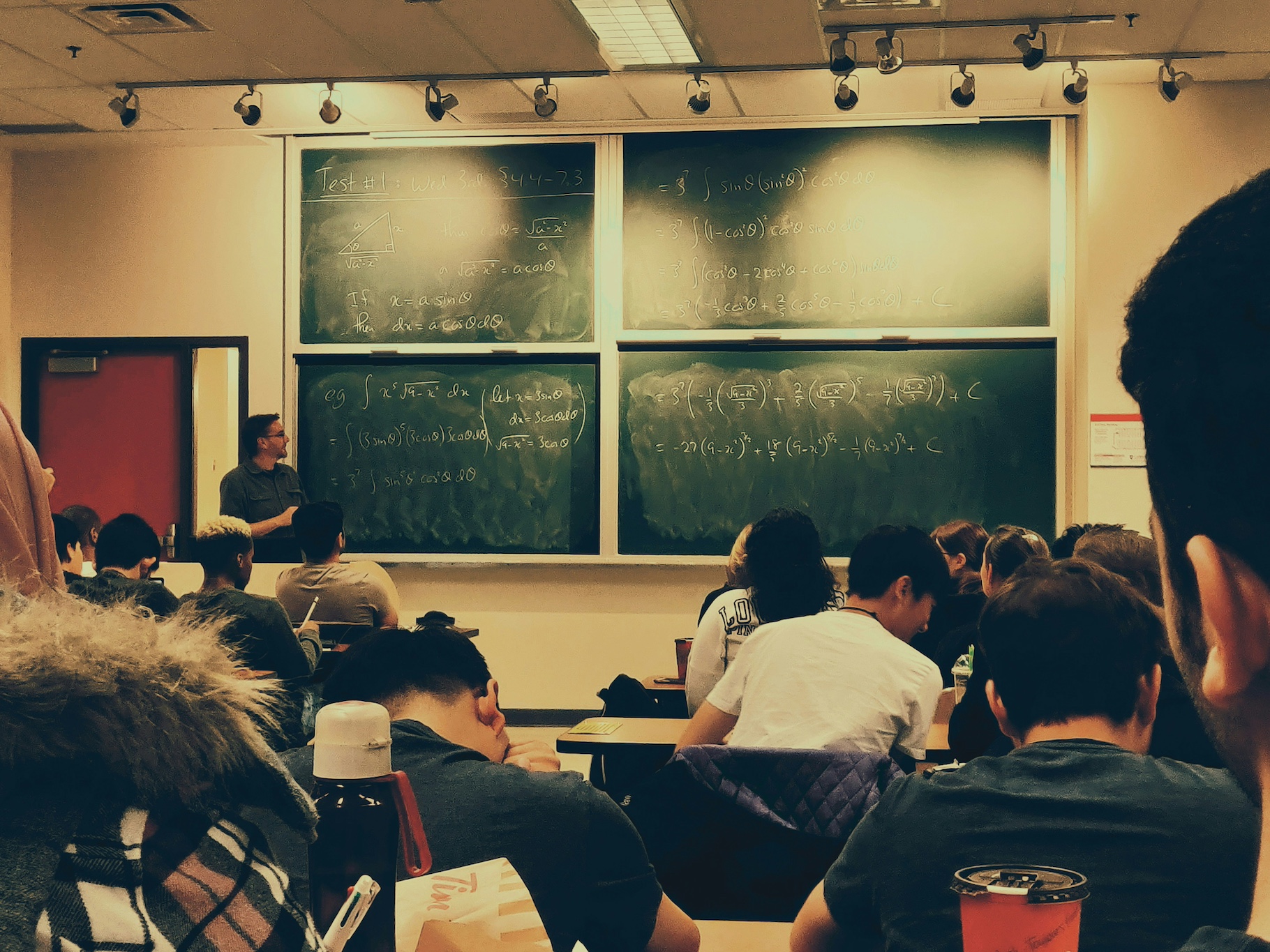 Image of math problems in a classroom